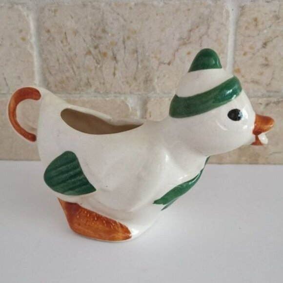 Vintage Duck Creamer Pottery CRAZING Midcentury Winter Cottagecore Birds - Picture 1 of 8